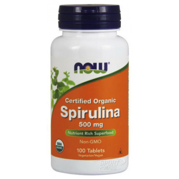 Спирулина , Spirulina 500 mg  - 100 tab , NOW Foods (CША) 