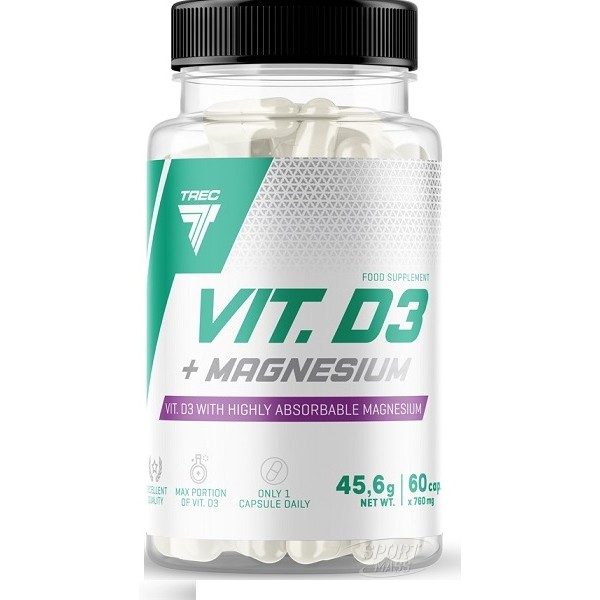 Витамин Д3 + Магний  , Vitamin D3 + MAGNESIUM - 60 caps , Trec Nutrition (Польша) 