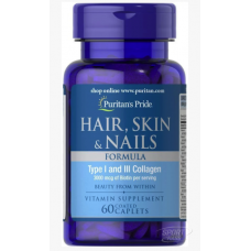 Формула для волос, кожи, ногтей , Hair, Skin , Nails Formula 1 and 3 type Collagen - 60 caps , Puritans Pride , CША Формула для волос, кожи, ногтей , Hair, Skin , Nails Formula 1 and 3 type Collagen - 60 caps , Puritans Pride , CША