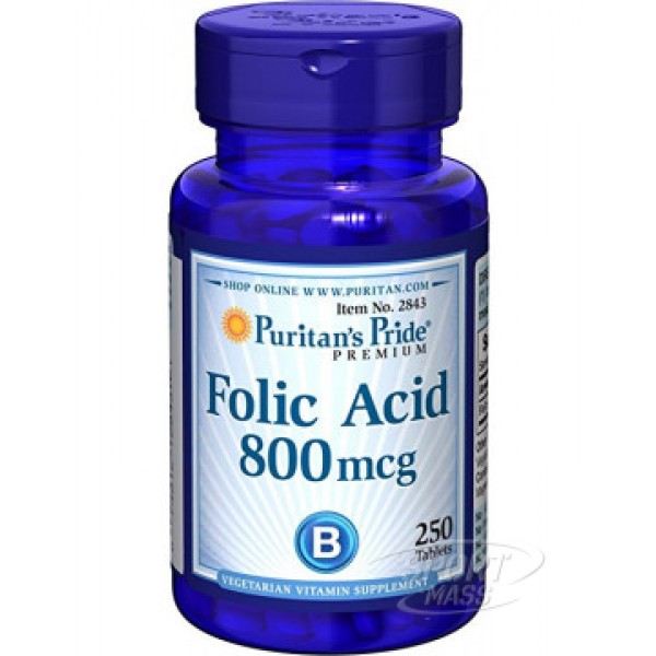 Фолиевая кислота , Folic Acid 800 - 250 tab , Puritans Pride (США ) 