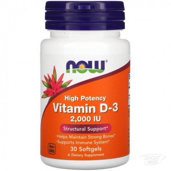 Витамин Д3 , Vitamin D-3 2000 - 30 гел капс , NOW Foods (США ) 