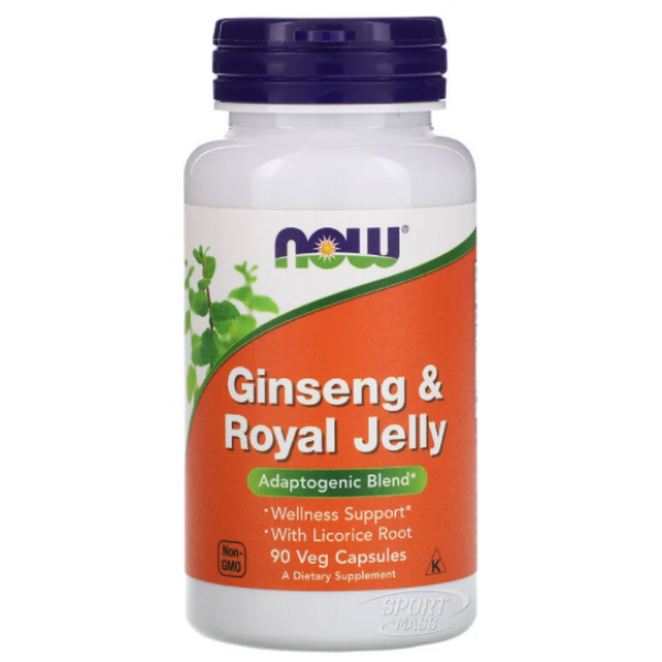 Корень женьшеня и Пчелиное маточное молочко , Ginseng & Royal Jelly 300/300 mg - 90 caps , NOW Foods (США ) 
