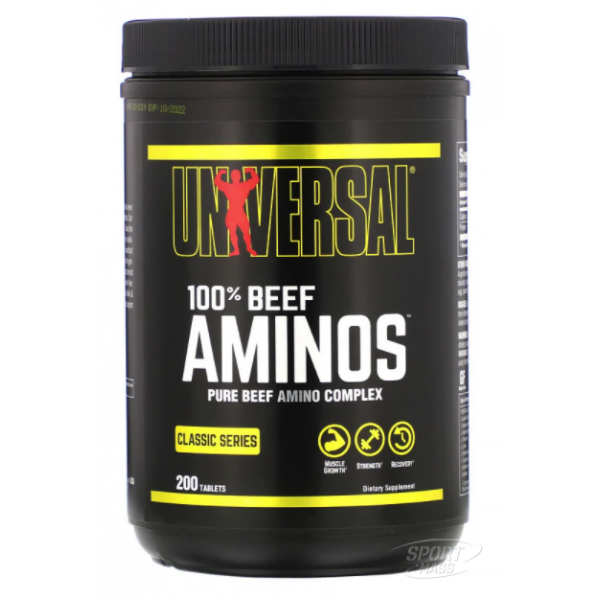 Комплекс аминокислот  , 100% BEEF AMINOS - 200 tab , Universal Nutrition (CША) 