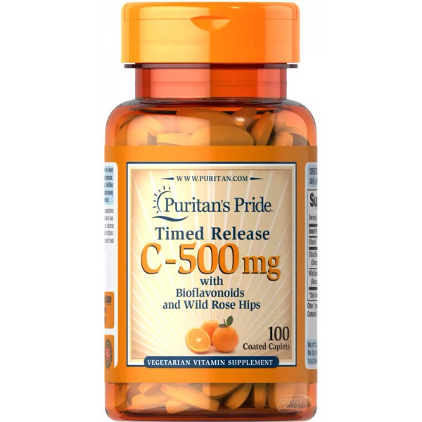 Витамин С , Vitamin C-500 with Rose Hips - 100 вегкаплет , Puritans Pride (CША) 