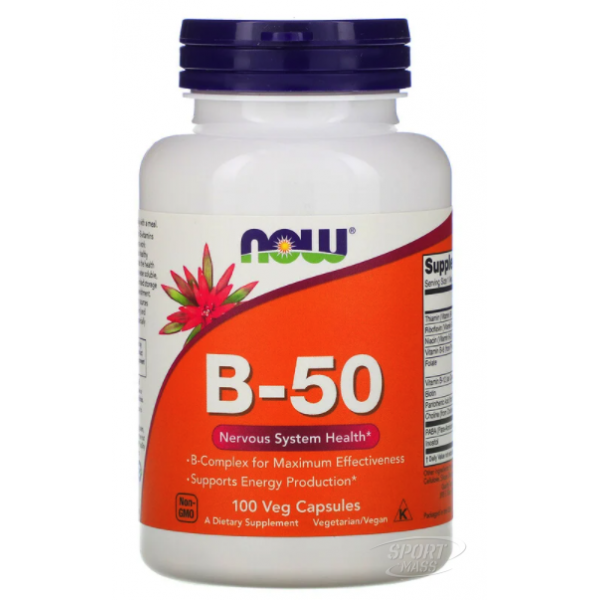 Витамин В-комплекс  , B-50 Complex - 100 caps , NOW Foods (CША) 