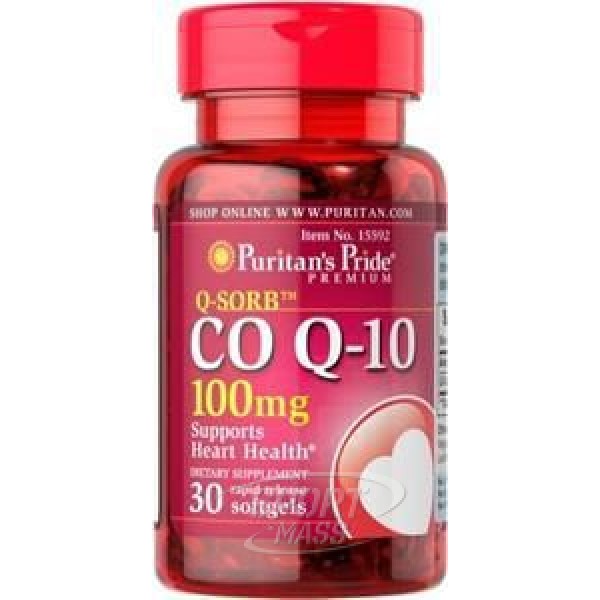 Коэнзим Q10 , Q-SORBT CO Q-10 (100 mg) - 30 caps , Puritans Pride , CША 