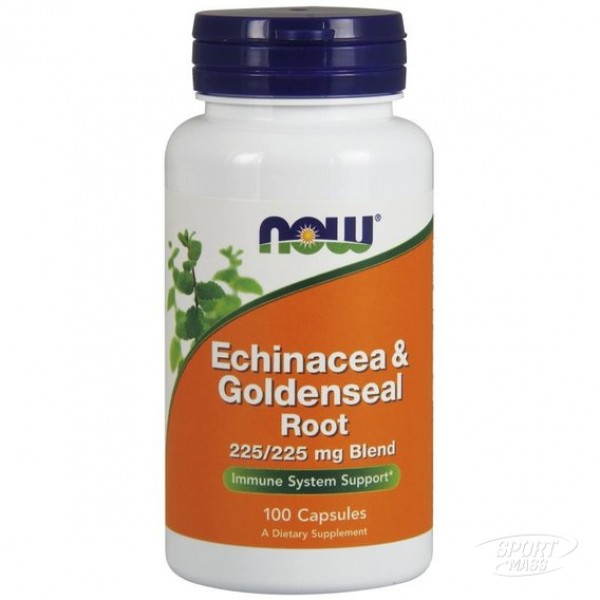 Эхинацея и корень желтокорня , Echinacea  Goldenseal Root 225 - 100 caps , NOW Foods (США ) 