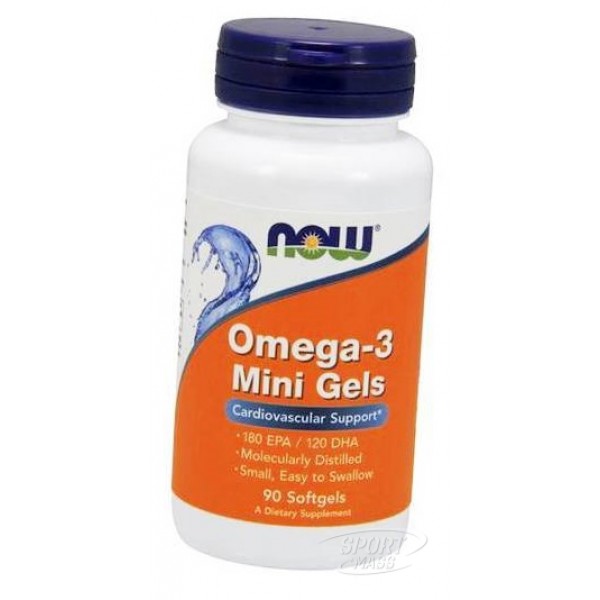 Рыбий жир, Омега-3 , Omega-3 Mini Gels - 180 гел капс , NOW Foods , CША 