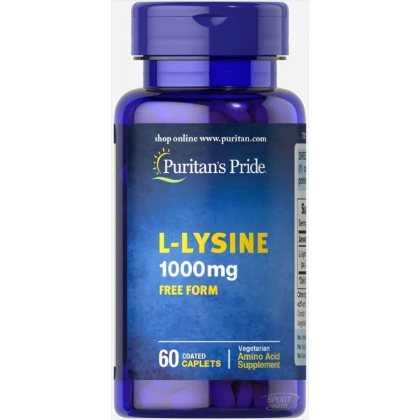 Лизин , L-Lysine 1000 - 60 вегкаплет , Puritans Pride , CША 