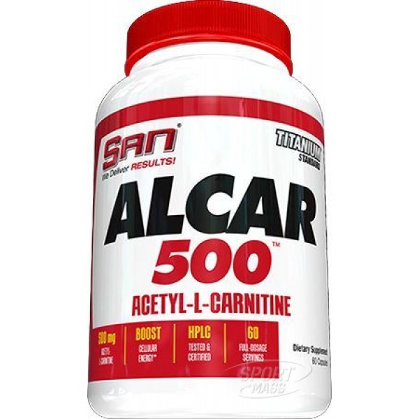 Жиросжигатель , ALCAR 500 (Acetyl L-carnitine) - 60 caps , SAN Nutrition (США ) 