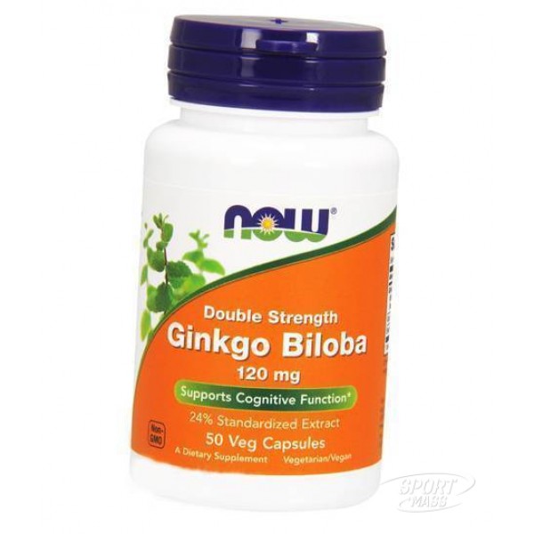 Гинкго Билоба, Ginkgo Biloba 120 - 50  caps, NOW Foods, CША 