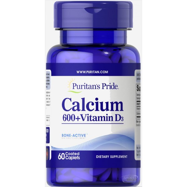 Кальций + Д3 , Calcium 600+ vitamin D3 - 60 caps , Puritans Pride (США ) 