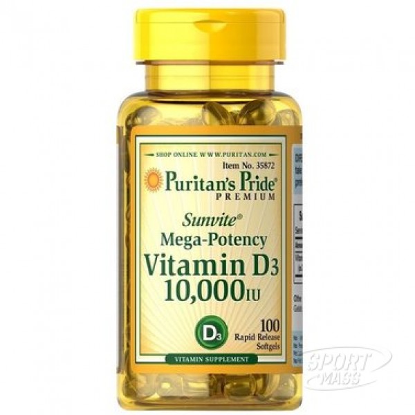 Витамин Д3 , Vitamin D3 10,000 IU - 100 caps , Puritans Pride , CША 