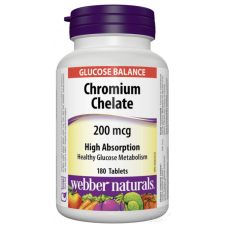 Хром хелат , Chromium Chelate 200mcg - 180 tab , Webber Naturals (Канада) 