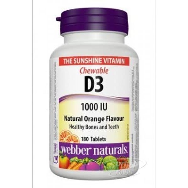 Витамин Д3 , Vitamin D3 1000 IU - 180 chewables , Webber Naturals (Канада) 