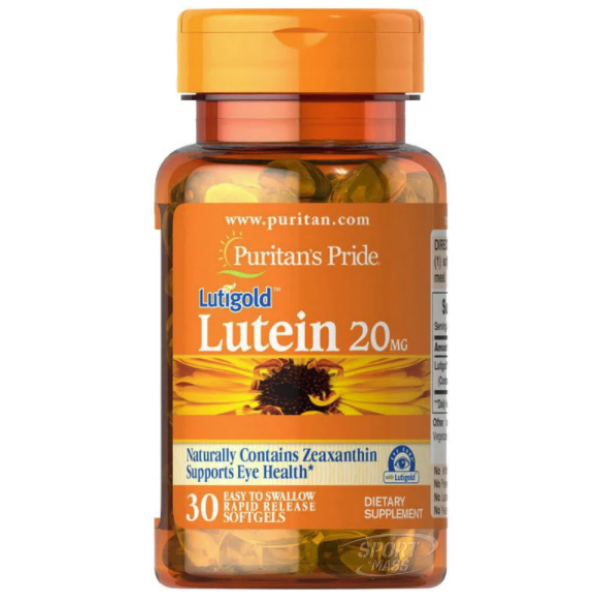 Лютеин для зрения с зеаксантином , Lutein 20 mg with Zeaxanthin - 30 caps , Puritans Pride (США ) 