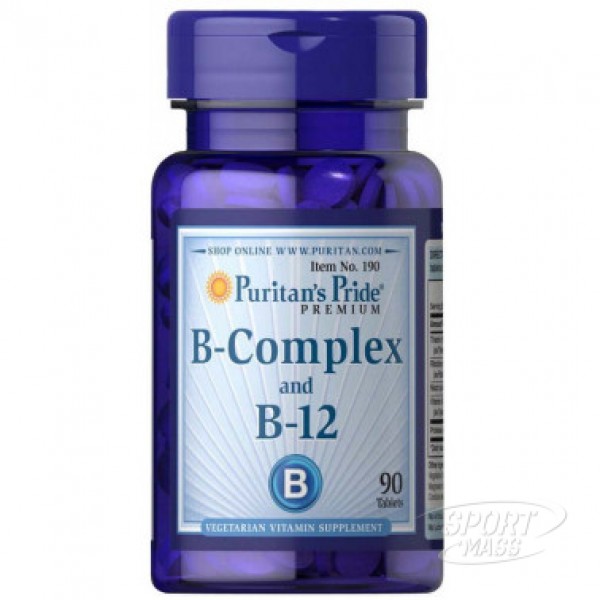 Витамин В-комплекс  , Vitamin B-Complex And Vitamin B-12 - 90 tab , Puritans Pride (США ) 